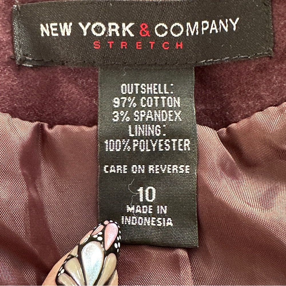 NY&CO Velvet Blazer • Dark Plum • Size 10 - Picture 6 of 10